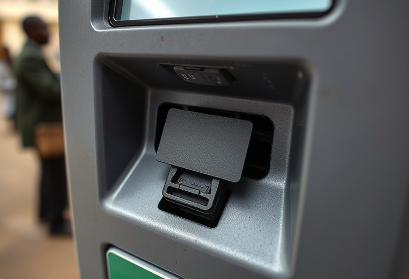 Before — Terminal fascia with a foreign device fitted over the card reader.